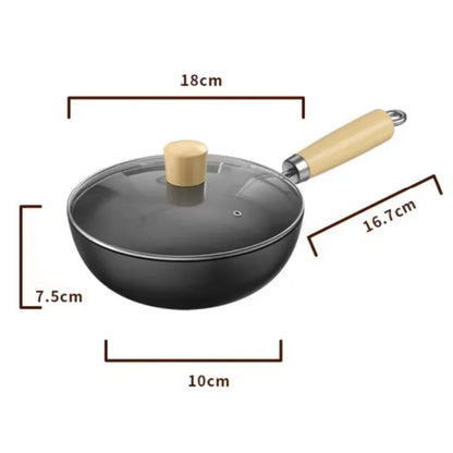 Small Wok 20/24cm Household Cast Iron Non-stick Steak Food Pan for Gas Stove Induction Cooker - Kitchen Frying Essential