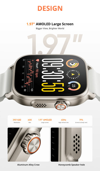realme Watch 5 Smart Watch 1.97" 2D Flat AMOLED Display Compass & Independent GPS with 5 GNSS 14-day Battery Life NFC Card IP68