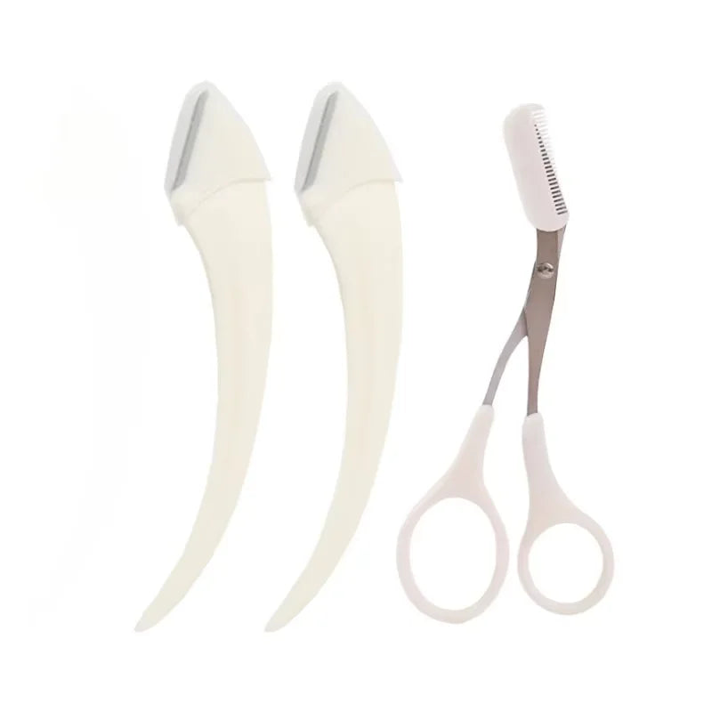 Wholesale Eyebrow Trimming Knife Eyebrow Face Razor For Women Professional Eyebrow Scissor With Comb Brow TrimmerScraper Accesso