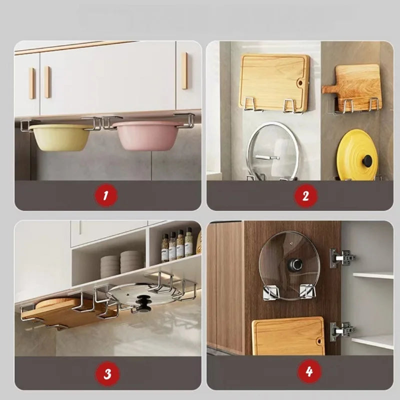 No-Drill Kitchen Sink Storage Rack Stainless Steel Sponge Holder Wall-Mounted Rag Hanger Wire Ball Drain Rack