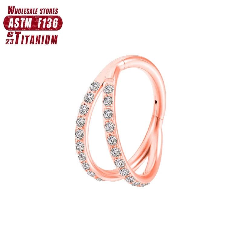 F136 Titanium Piercing Hinged Segment Hoops CZ Stone Nose Rings Ear Cartilage Tragus Helix Earrings Piercing Body Jewelry