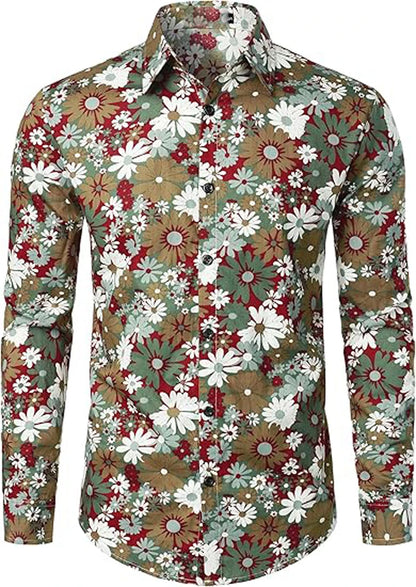3D printed cartoon prints, high-quality and comfortable men's boutique fashion long-sleeved shirt, trendy printed men's shirt