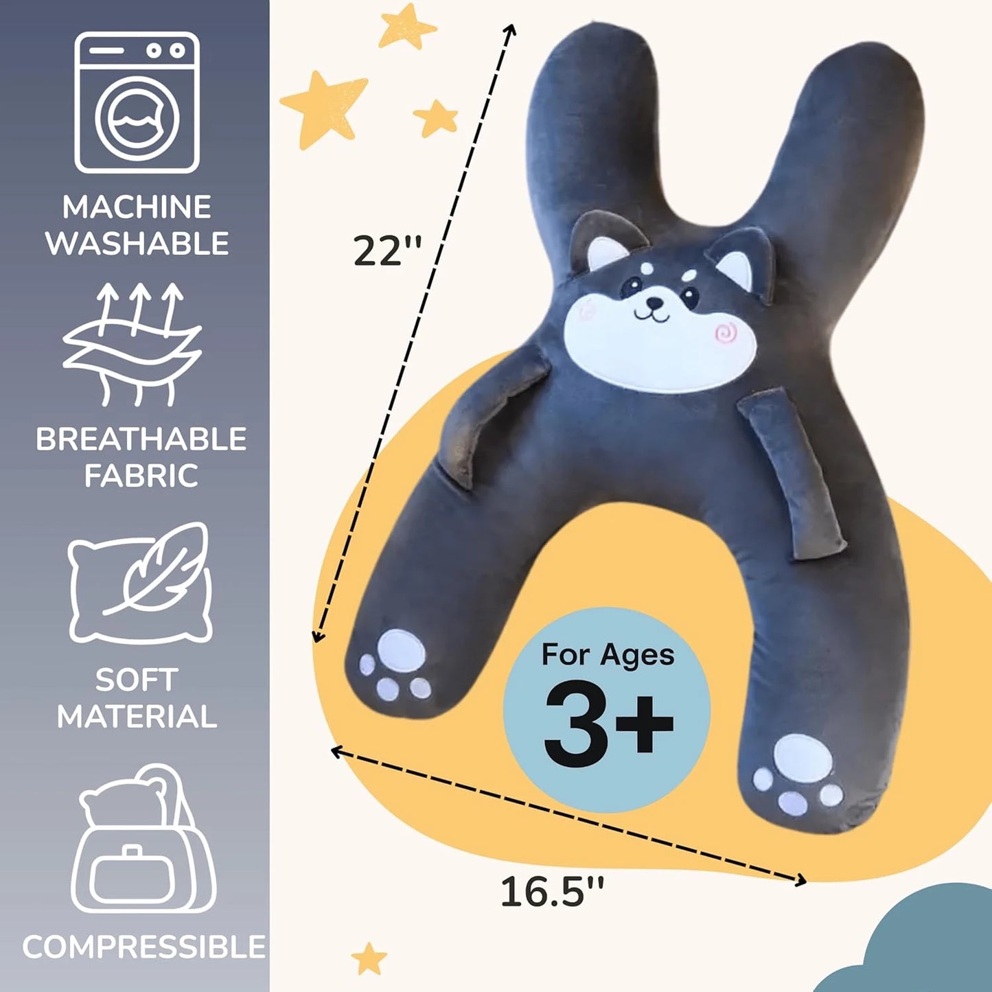 Kids Car Neck Pillow with Seat Belt Safety Sleep Aid Prevent Leaning Head Back Seat Sleeping Comfort During Long Distance Trave