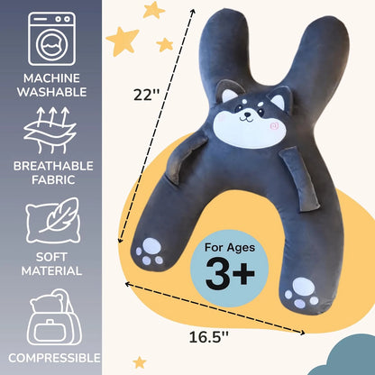 Kids Car Neck Pillow with Seat Belt Safety Sleep Aid Prevent Leaning Head Back Seat Sleeping Comfort During Long Distance Trave