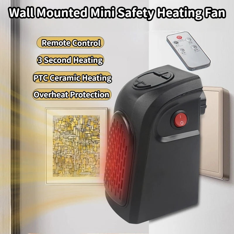 Portable Electric Heater, Wall Plug-In Room Heater, Mini Radiator Fan Warmer, Ideal Heating Appliance for Home