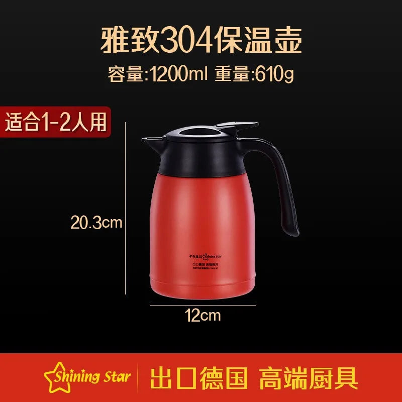 German Three Four Steel 316 Stainless Steel Insulated Tea Pot Home Use Steaming Tea Pot Insulated Water Pot Hot Water Bottle