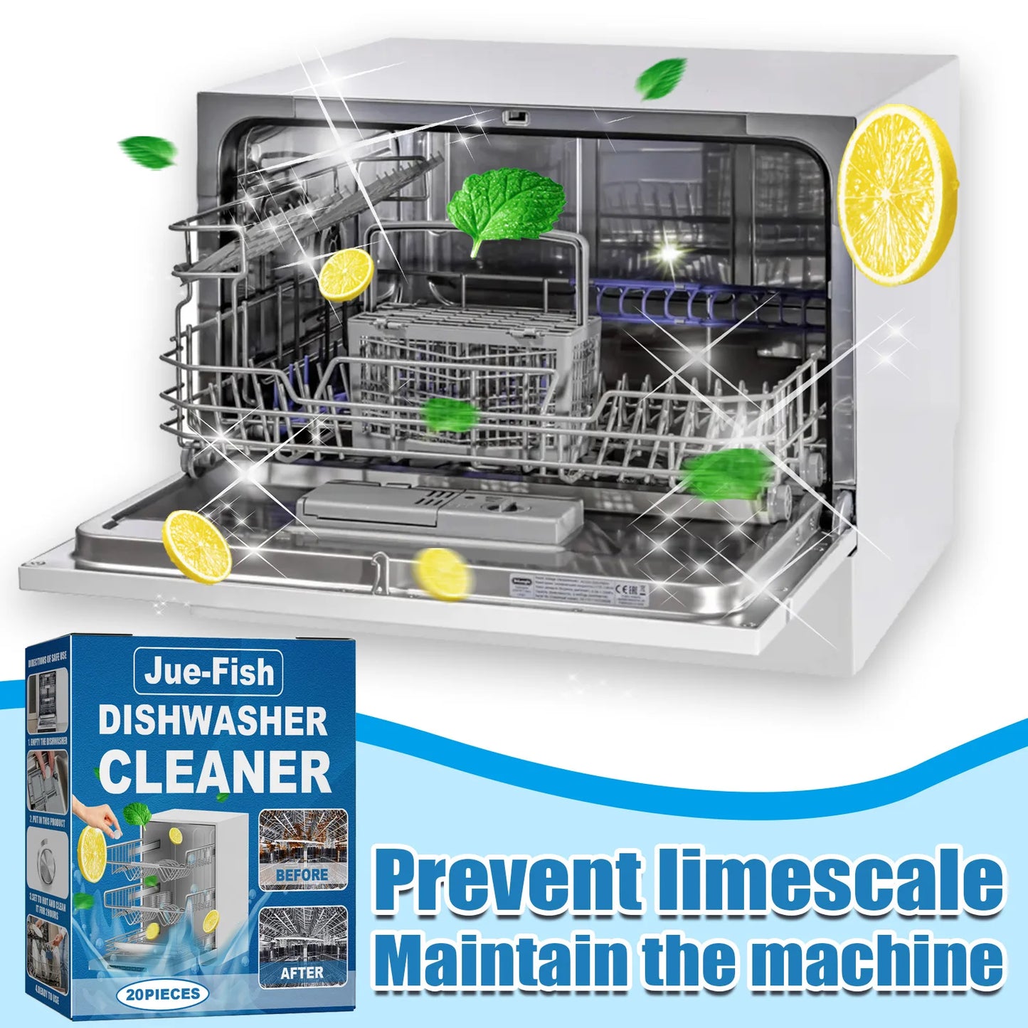 Jue Fish Dishwasher Cleaning Sheet Desktop Built-In Drawer Dishwasher Specific Stain Removal For Dishwasher Washing Machine