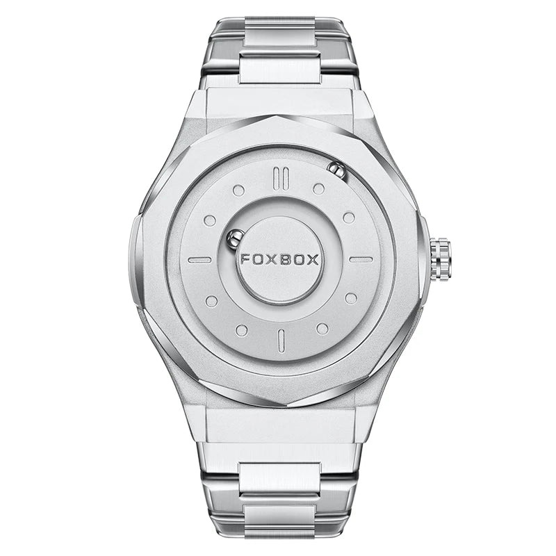 FOXBOX Creative Men's Quartz Wristwatches Outdoor Sports Waterproof Scrolling Pointer Magnetic Force Watch Men Relogio Masculino
