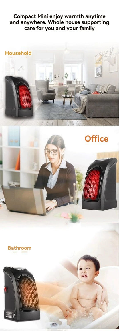 Portable Electric Heater, Wall Plug-In Room Heater, Mini Radiator Fan Warmer, Ideal Heating Appliance for Home