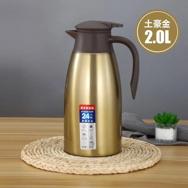 2L304 stainless steel vacuum insulated kettle thermos European coffee pot household hot water bottle household insulated kettle