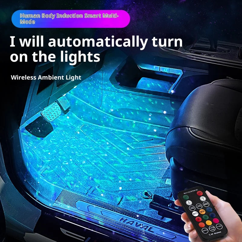 Automotive ambient light, automatic door opening sensor, car mounted colorful voice control, interior decoration, no wiring, wir