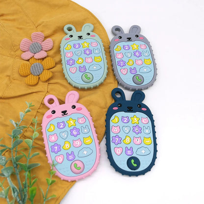 2025 New Baby Teether mobile phone Shape Silicone Teether Teething Toy Kids Sensory Educational Toy baby gift set