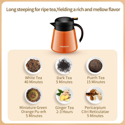 KAMJOVE Insulated Kettle Household Warm Keeping Pot White Tea Teapot 316 Stainless Steel Teapot Hot Water Bottle Soft Pot 800ml