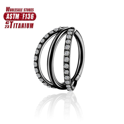 F136 Titanium Piercing Hinged Segment Hoops CZ Stone Nose Rings Ear Cartilage Tragus Helix Earrings Piercing Body Jewelry