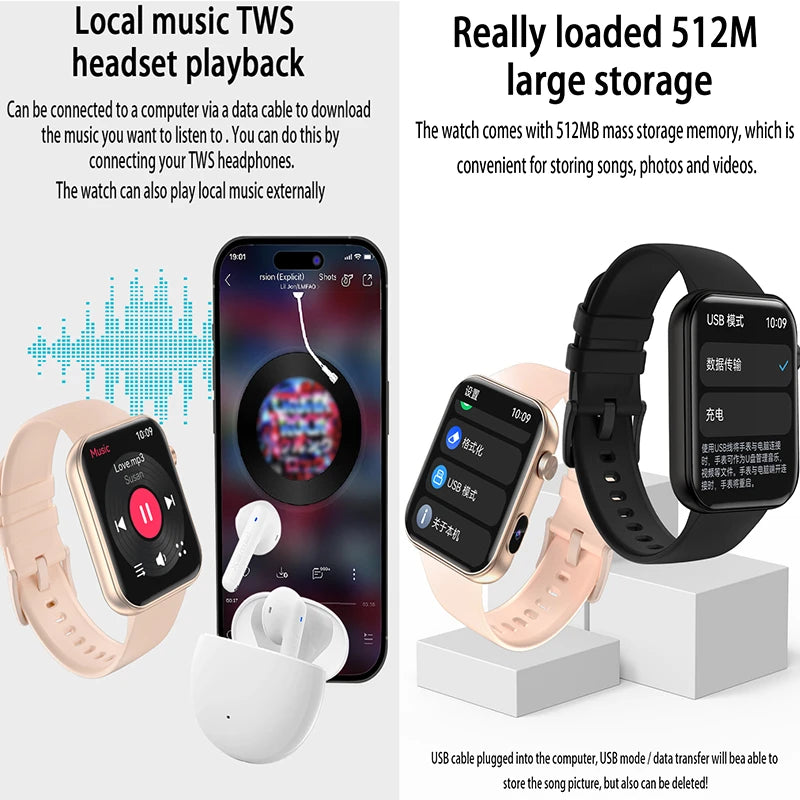 Smart Watch Women Men sound recording Camera Take Photo Record Video Watches Sport Waterproof Bluetooth Call Smartwatch 2025 New