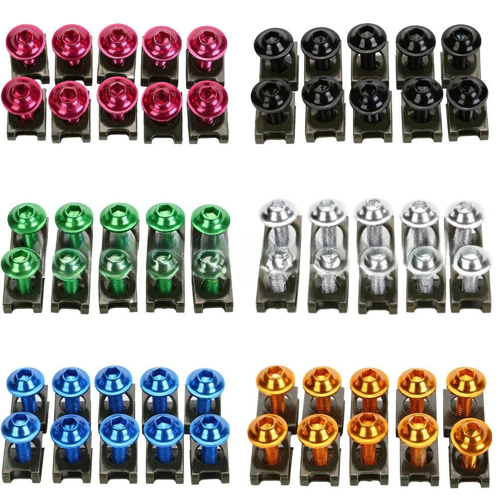 1set CNC M6 6mm Fairing Body Work Bolt Kit Screw Spire Speed Fastener Clip Nut For CBR GSXR Modified Bolt Motorcycle Accessories
