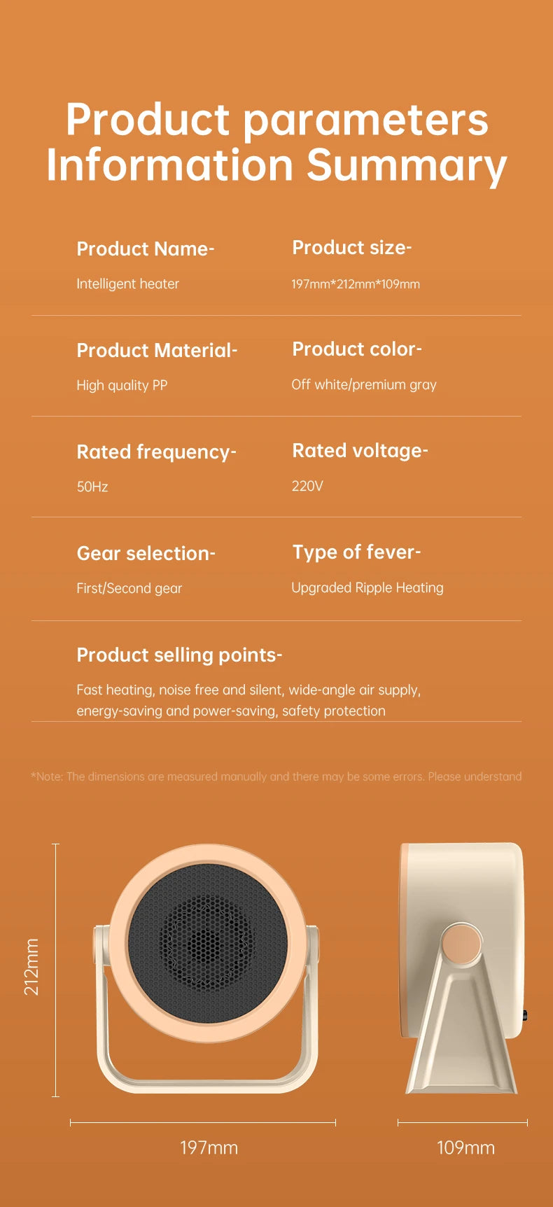 Desktop Heater Electric Heater Hot Air Blower Portable Fan Heater Mini Radiator Office Room Home Appliance Warmer Low Consumptio