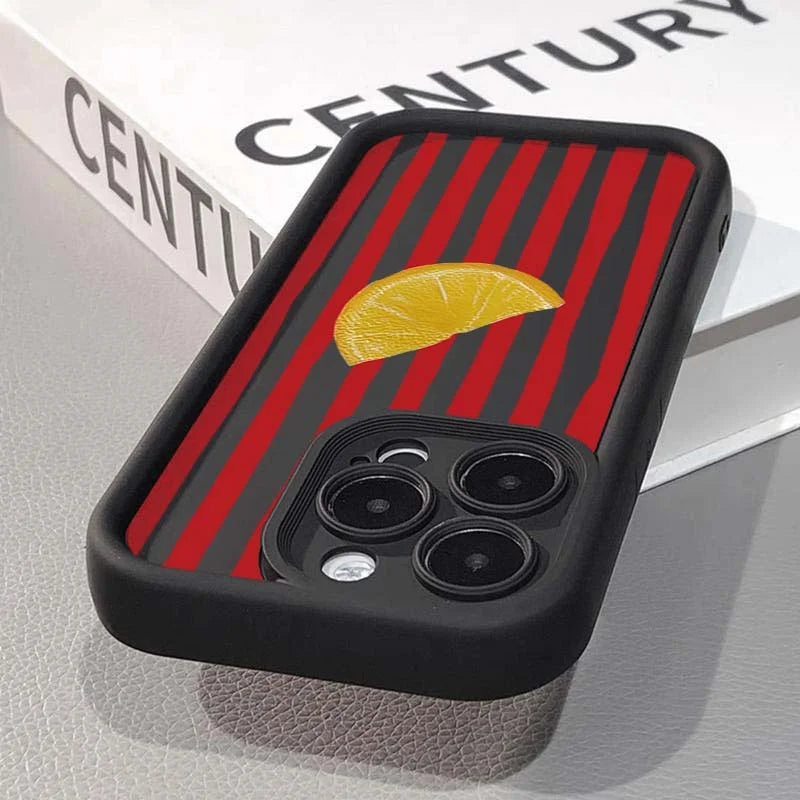 Lemon Cool Stripe Pattern Phone Case for iPhone 17 16 Pro Max 15 14 13 12 11 XS X XR 7 8 Plus SE 2022 17Air 16E Shockproof Cover