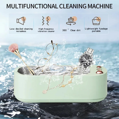 USB Rechargeable High-Frequency Ultrasonic Cleaner with Strength Adjustment And Timing Feature for Household Jewelry Cleaning
