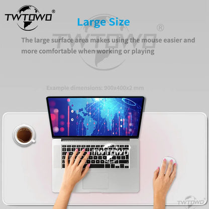 Mouse Pad White Pink Gamer printon demand New Mousepad XXL Mechanical Keyboard Pad Natural Rubber Office Non-Slip Soft Table Mat