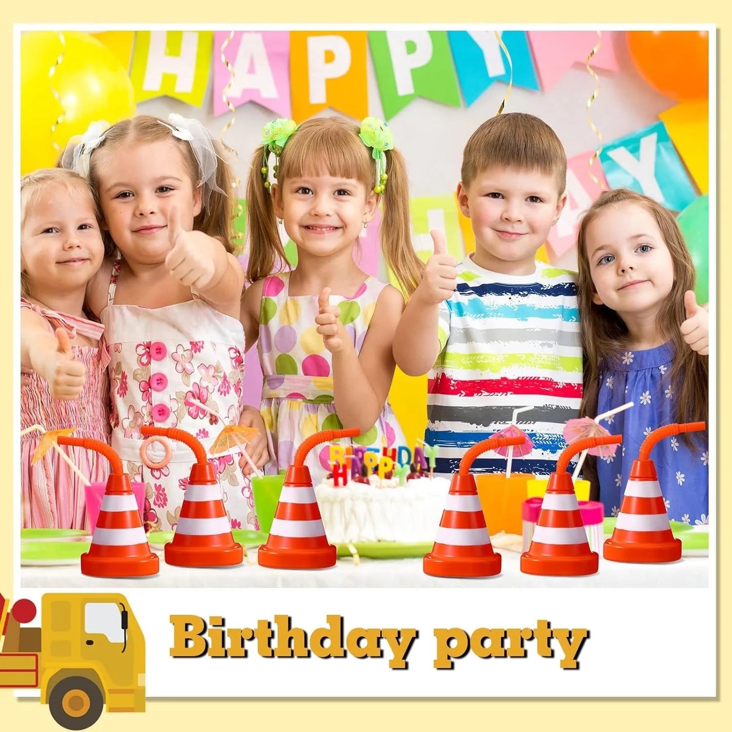 Race Car Cups, Drinking Cups with Straw Race Car Birthday Party Supplies Party Decorations for Kids Racing Car Theme