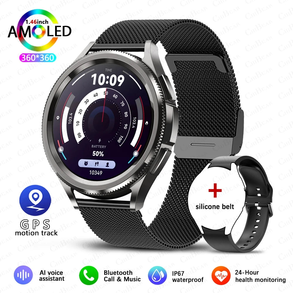 2025 New Smart Watch 6 Classic Smart Watch Fashion Men Sports Fitness Waterproof Heart Rate AMOLED HD Bluetooth Call Smartwatch