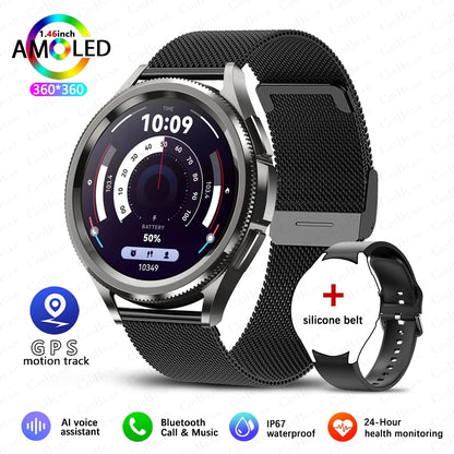 2025 New Smart Watch 6 Classic Smart Watch Fashion Men Sports Fitness Waterproof Heart Rate AMOLED HD Bluetooth Call Smartwatch
