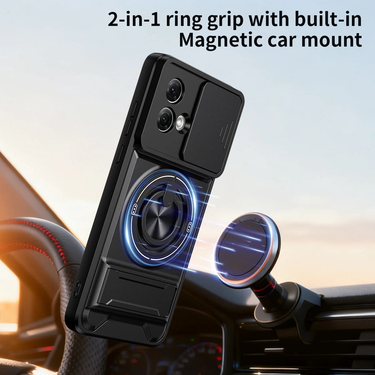 Armor Case For Motorola Edge 50 Fusion Case Shockproof Slide Lens Protector Phone Cover For Moto Edge 50 Fusion Case With Ring