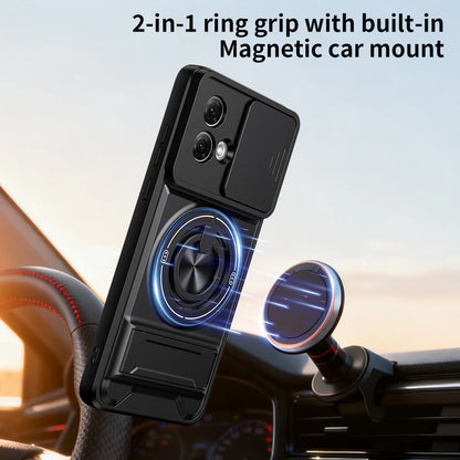 Armor Case For Motorola Edge 50 Fusion Case Shockproof Slide Lens Protector Phone Cover For Moto Edge 50 Fusion Case With Ring