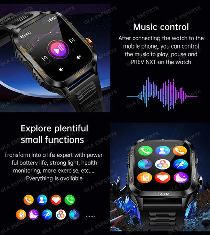 Smart Watch For Android IOS AMOLED Screen Bluetooth Call Fitness Clock 100+ Sports Modes Pedometer 880mAh Battery Men Smartwatch