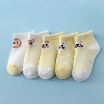 5Pairs/lot Infant Baby Socks For Girls Boys Summer Mesh Thin Baby Socks Cotton Casual Print Newborn Toddler Boy Sock 0-24Month