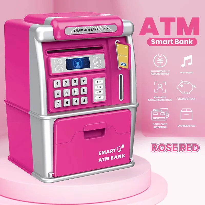 Children ATM Automatic Deposit Teller Machine Toy Smart Password Swipe Card Saving Box Kids Electronic Piggy Bank Christmas Gift