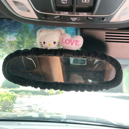 Cute Cat Rabbit Car Cartoon Seat Belt New Rearview Mirror Figure South Korea Car Mirror Hanging Accessories Pink Interior Woman