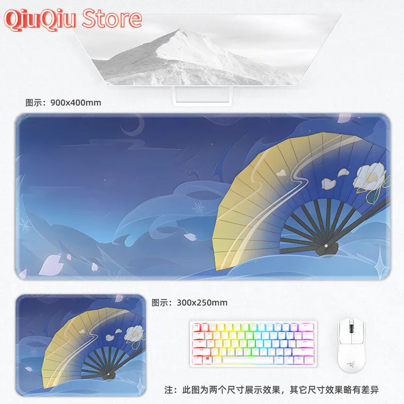 Genshin Impact Postcard Mouse Pad Large Custom Computer Keyboard Game Pads Home Office Desktop Mat