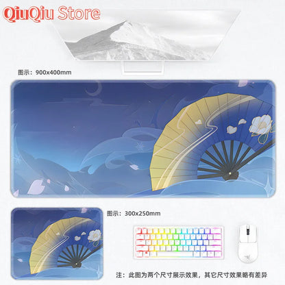 Genshin Impact Postcard Mouse Pad Large Custom Computer Keyboard Game Pads Home Office Desktop Mat