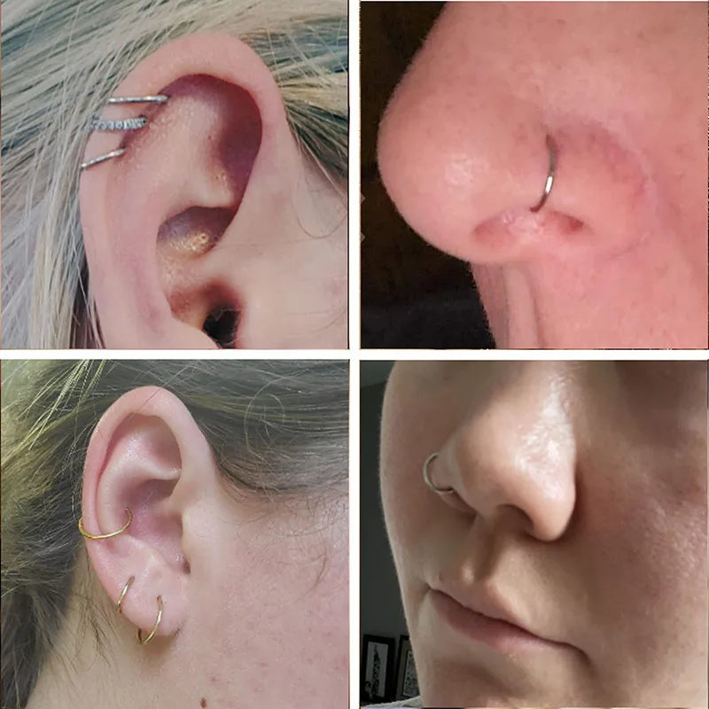 5/10Pcs 16G Nose Ring Hoop Stainless Steel Hinged Nose Rings Septum Clicker Tragus Helix Cartilage Daith Rook Earring Piercing