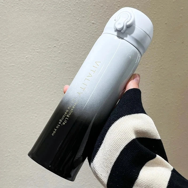 304 Stainless Steel Thermal Bottle Gradient Color Flip Lid Portable Vacuum Cup for Outdoor Hiking Halloween Christmas Gift