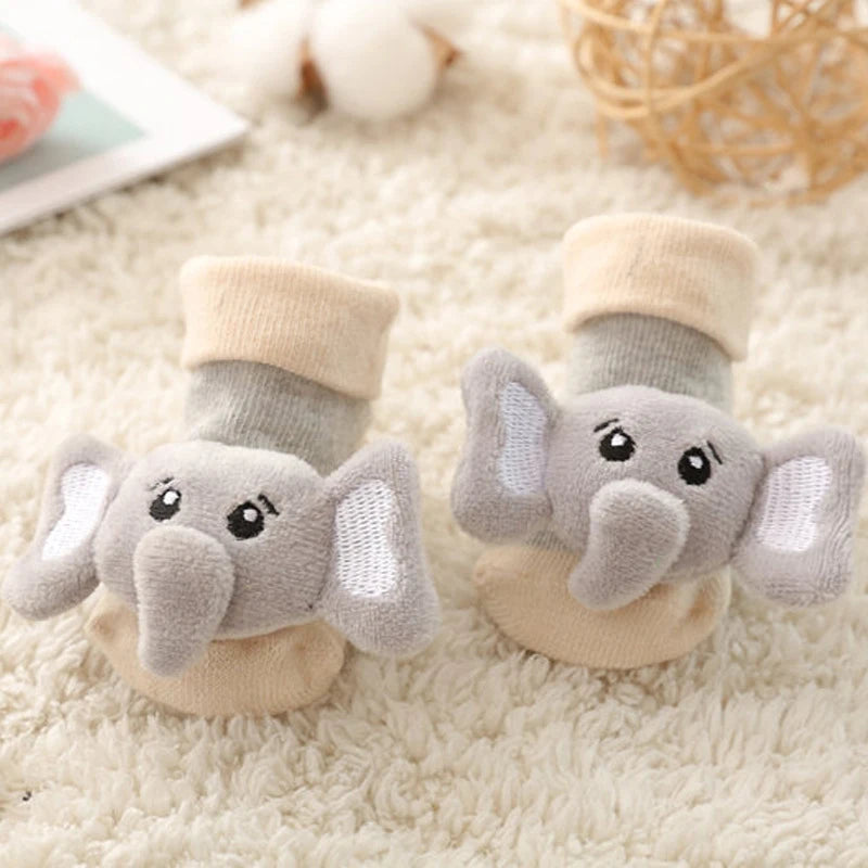Cartoon Animals Baby Socks Spring Autumn Newborn Middle Tube Sock Non-slip Children Floor Socks Cute Boys Girls Footwear 0-1Year