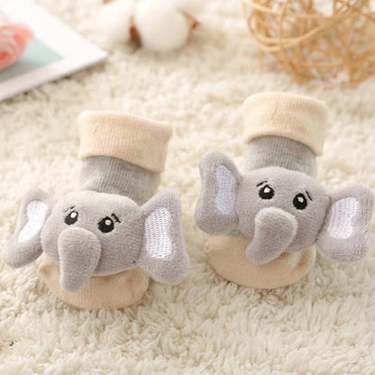 Cartoon Animals Baby Socks Spring Autumn Newborn Middle Tube Sock Non-slip Children Floor Socks Cute Boys Girls Footwear 0-1Year