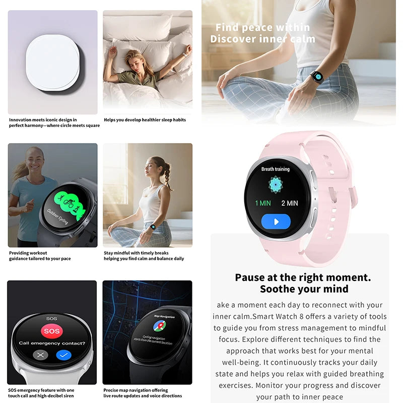 2026 New HD8 Smart Watch 1.46" Al Assistant SOS Sports Mode Heart Rate Women’s Health IP68 Waterproof Bluetooth Call Smart Watch