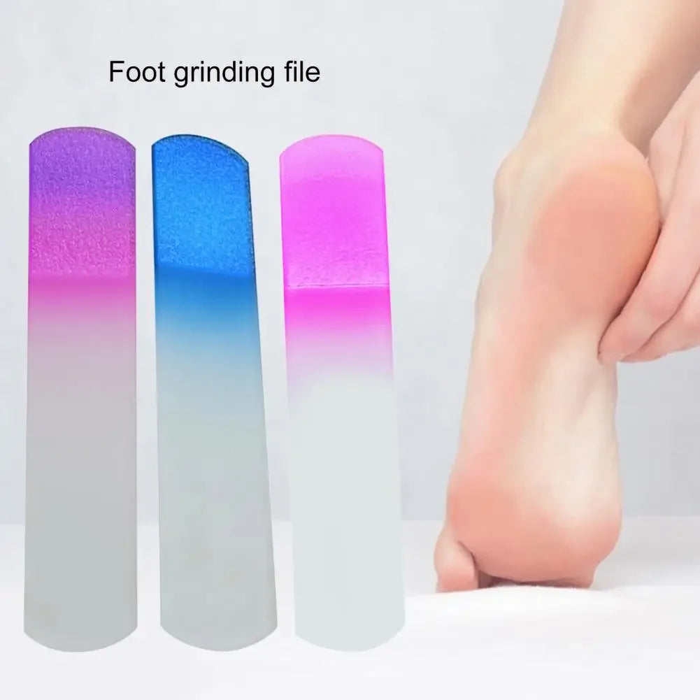 1pc Gradient Handle Glass Crystal Foot File Remove Dead Skin Calluses Pedicure Tool Quick Foot Smooth Beautification Care Tools