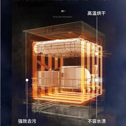 Dishwasher Household Small 8 People Capacity Automatic Disinfection Glass Washer New Desktop Surface Installation-Free 110V
