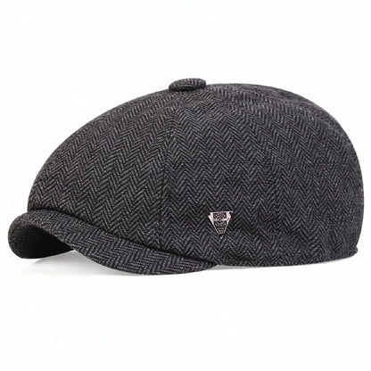 Unisex FASHION DENIM Letter Label Herringbone Newsboy Caps Men British Painters Hats Spring and Autumn Berets Hip Hop Berets