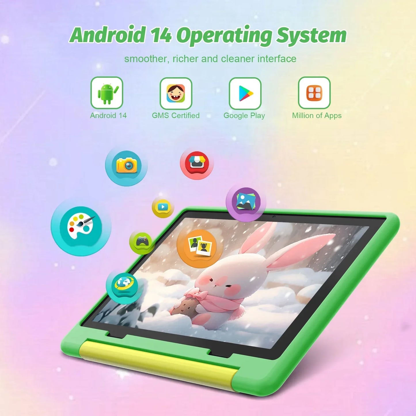 Kid Tablet 10 Inch Android 15 Octa Core 14GB RAM 64GB ROM 128GB Expandable 5000mAh WiFi Bluetooth Children's Gift Kids Software