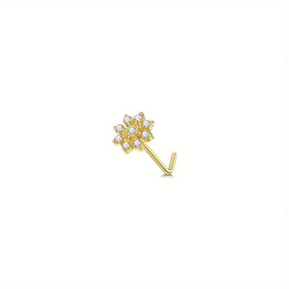 Drperfect 1Pc 22G Nose Studs L Shaped Nose Rings Studs for Women Opal CZ Heart Butterfly Nose Piercing Jewelry