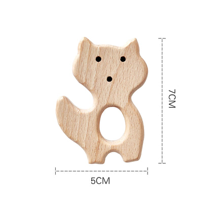10pc Baby Wooden Teether Beech Bee Pacifier Teeth Pendant Wooden Baby Gym Toys Montessori Animals Baby Products Newborn Gift Kid
