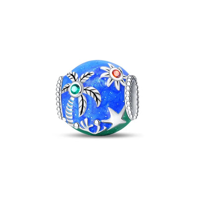 Leisurely 925 Sterling Silver Beach Trip Hawaiian Bikini Surf Coconut Tree Charm Fit DIY Bracelet Necklace Travel Souvenirs