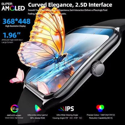2025 new smart watch, 1.96-inch sports watch, IP67 waterproof, 110+ sports mode, fitness activity tracker, ultra-thin watch.