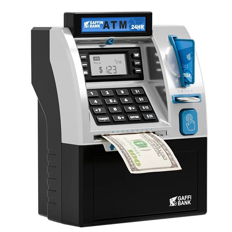 Children ATM Automatic Deposit Teller Machine Toy Smart Password Swipe Card Saving Box Kids Electronic Piggy Bank Christmas Gift