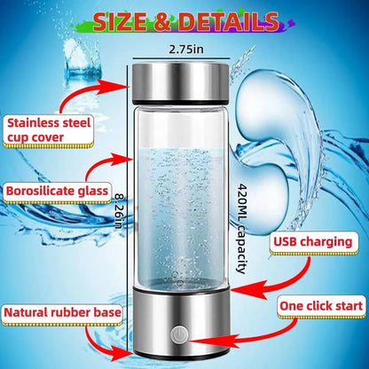 Portable Hydrogen Water Generator Bottle Rechargeable Electric Alkaline Water Ionizer Cup Hydrogen-Rich Health Care Drinkware